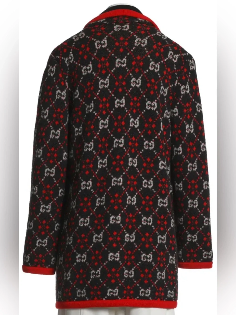 Authentic Gucci Multi Colored Diamond GG Logo Pattern Cardigan Sweater Size M